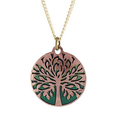 Handcrafted Copper & Green Tree of Life pendant necklace made in the USA