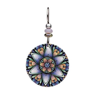 Handmade purple lotus earrings with silver-plated backing and surgical steel ear wires