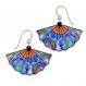 Blue Fuji Fan Earrings, lightweight Japanese-inspired jewelry for kimono, yukata, or everyday wear.