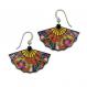 Colorful Fuji Fan Earrings in lightweight aluminum, perfect for kimono, yukata, and everyday outfits.
