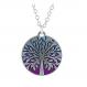 Silver Tree of Life pendant with magenta enamel-style design and 18-inch rhodium-plated brass chain