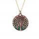 Copper Tree of Life pendant with green enamel-style design and 18-inch copper-plated brass chain