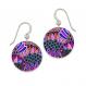 Handmade lightweight Jewel Garden earrings showcasing vibrant jewel tones and intricate ornamental artwork.