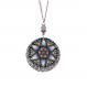 Close-up of purple lotus mandala jewelry inspired by Japanese Buddhist symbolism