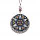 Handmade purple lotus pendant with Czech glass beads and rhodium-plated chain