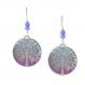 Tree of Life earrings with gold-plated surgical steel ear wires and magenta enamel-style design