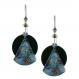 Handmade waterlily earrings with antique bronze frame and colorful floral pattern