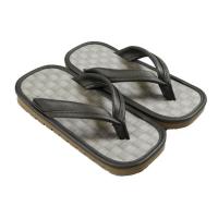 Men's gray Japanese Setta sandals with checkered synthetic tatami-style footbed.