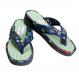 Women's Japanese Zori with dragonfly patterned fabric straps and genuine tatami rush footbed