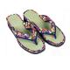 Traditional Japanese Zori sandals with floral pattern and tatami rush