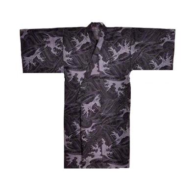 Japanese Great Wave happi coat in gray black and white