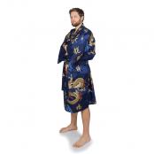 Men’s navy Happi Coat with Japanese dragons and Mt. Fuji design