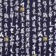 Navy blue men’s Japanese robe with warrior-inspired kanji design