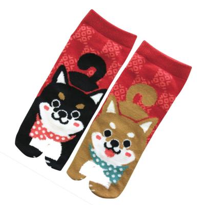 Cute Shiba Inu character on Japanese split-toe tabi socks