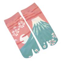 Women's Fuji Blossom tabi socks with Mt. Fuji and cherry blossoms