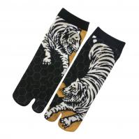 White tiger tabi socks with Japanese split-toe design