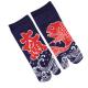 Men's navy blue split-toe tabi socks with Japanese fish design