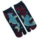 Carp climbing waterfall men's tabi socks in blue red and tan