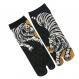 White tiger split-toe socks with traditional Japanese design