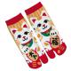 Women's Japanese tabi ankle socks featuring lucky cats with raised paws