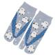 Blue and white women’s split-toe tabi socks featuring Japanese pikas