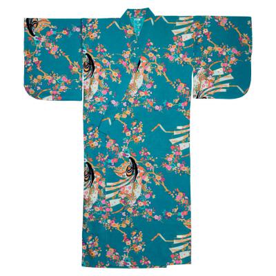 Cherry Princess Japanese robe featuring a graceful woman dancing among cherry blossom trees