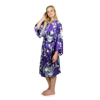 Purple Iris Japanese silk Happi Coat for women