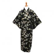 Midnight Sakura women’s yukata with gold and white cherry blossoms