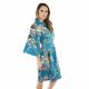 Women's short kimono-style happi coat with colorful Japanese cherry blossom design