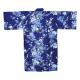 Close-up of gold-accented peony and cherry blossom flowers on a navy blue Happi Coat