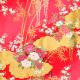 Kimono - Golden Bamboo and Clouds - Red 2