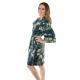 Women’s dark green Happi Coat with green and white sakura blossoms