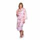 Women's Pink Sakura Blossom Happi Coat with pink, red and white flowers and matching belt