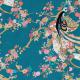 Women's turquoise Japanese yukata robe with pink and gold cherry blossoms