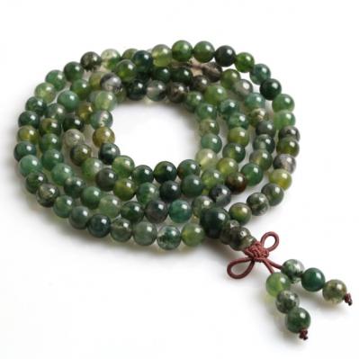108 bead Japa Mala made with moss agate stones