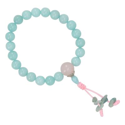 21 bead amazonite mala bracelet with rose quartz guru bead