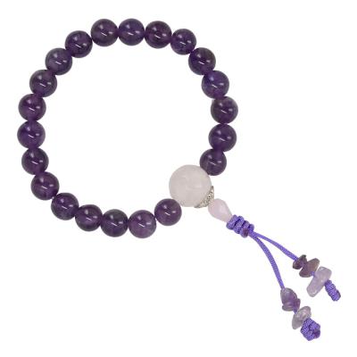 21 bead amethyst mala bracelet with rose quartz guru bead
