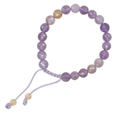 21 bead ametrine mala bracelet with purple and golden tones