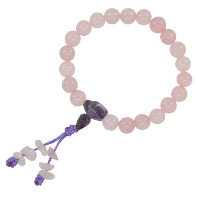 Handcrafted rose quartz mala bracelet from Thailand