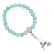 Amazonite and rose quartz wrist mala with 21 natural beads