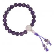 Amethyst and rose quartz wrist mala with 21 natural beads