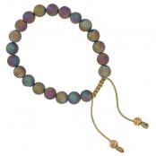 Rainbow druzy agate wrist mala with 21 natural 8mm beads