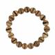 Polished Tibetan striped agate mala bracelet on stretch cord