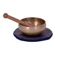 Tibetan singing bowl set with wooden mallet and cushion